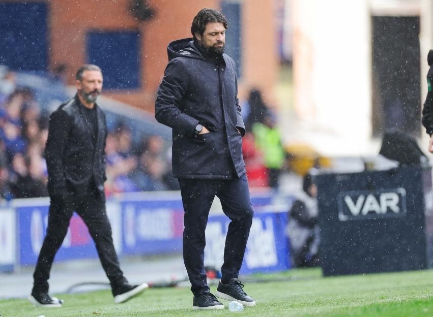 Rangers manager Russell Martin on the field during a Scottish Premier League match.
