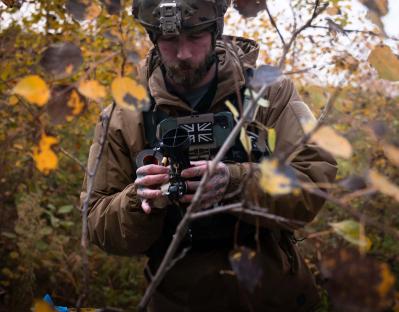 A British man clearing landmines in Ukraine.