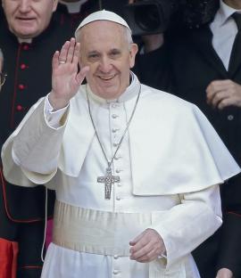 Pope Francis waving.