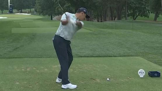 Unbelievable moment Si Woo Kim hits longest hole-in-one in major history at USPGA Championship then wildly celebrates