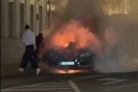 Limo from ‘Putin’s car fleet’ is blown up in huge blast as troops from paranoid tyrant’s honour guard searched for bombs