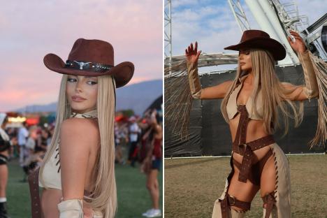 Maura Higgins looks incredible as she poses in barely-there cowgirl outfit during Coachella appearance