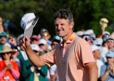 Justin Rose celebrating at The Masters.