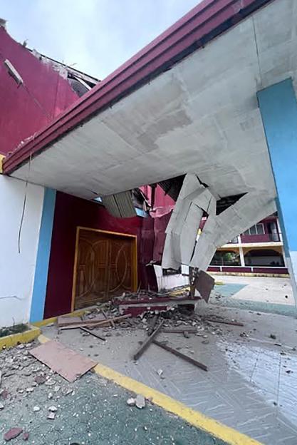 Damaged church in Baganga, Davao Oriental, after a 7.4-magnitude earthquake.