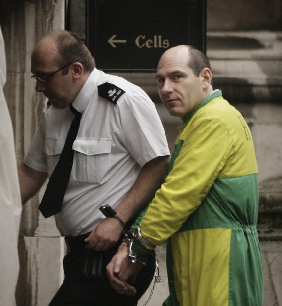 LONDON - FEBRUARY 22: Jack Whomes (R) arrives at the Appeal Court on February 22, 2006 in London. Whomes was jailed for life, with accomplice Michael Steele at the Old Bailey in 1998 for the murders of gangsters Pat Tate, Tony Tucker and Craig Rolfe whose bodies were found in a Range Rover car on a remote farm track in Essex, England. (Photo by Peter Macdiarmid/Getty Images)