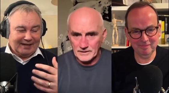 Three men on a video call.