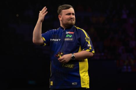 Luke Littler at the Darts Premier League.