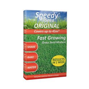 Speedy Seed Original 750g fast-growing grass seed mixture box.