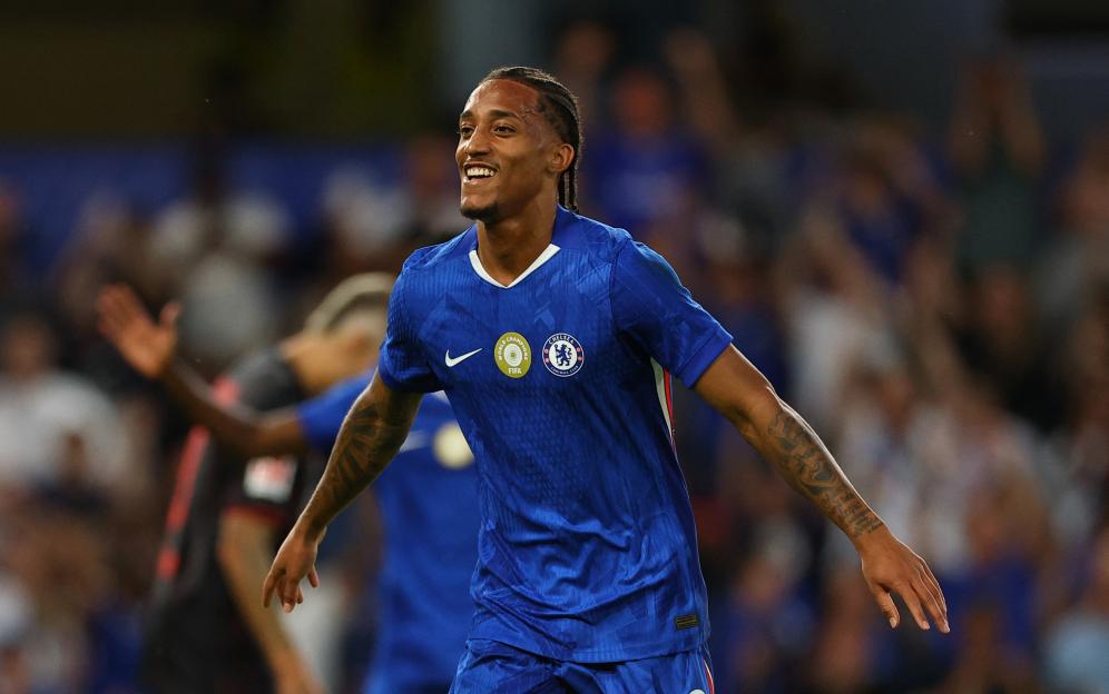 Joao Pedro of Chelsea celebrating a goal.