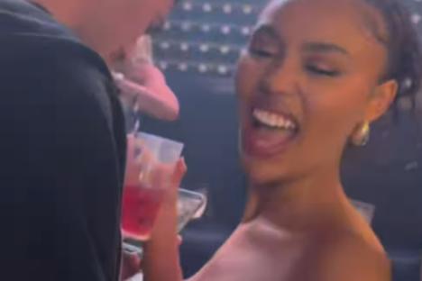 Love Island’s Ella Thomas looks loved-up with new boyfriend as they cosy up on night out after Tyrique’s swipe