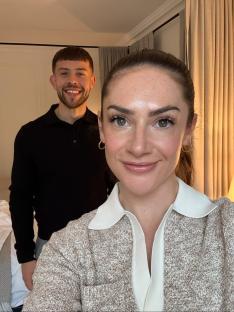 Photo of Isabel Hodgins and a man.