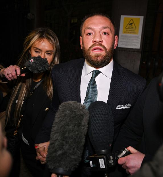 22 November 2024; Mr Conor McGregor leaves court, after the court announced the jurys decision in the civil action case, P NÃ Laimhin v McGregor & Anor, in High Court 24 at Chancery Place in Dublin. Photo by David Fitzgerald/Sportsfile