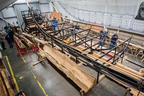 Replica Anglo-Saxon burial ship under construction.