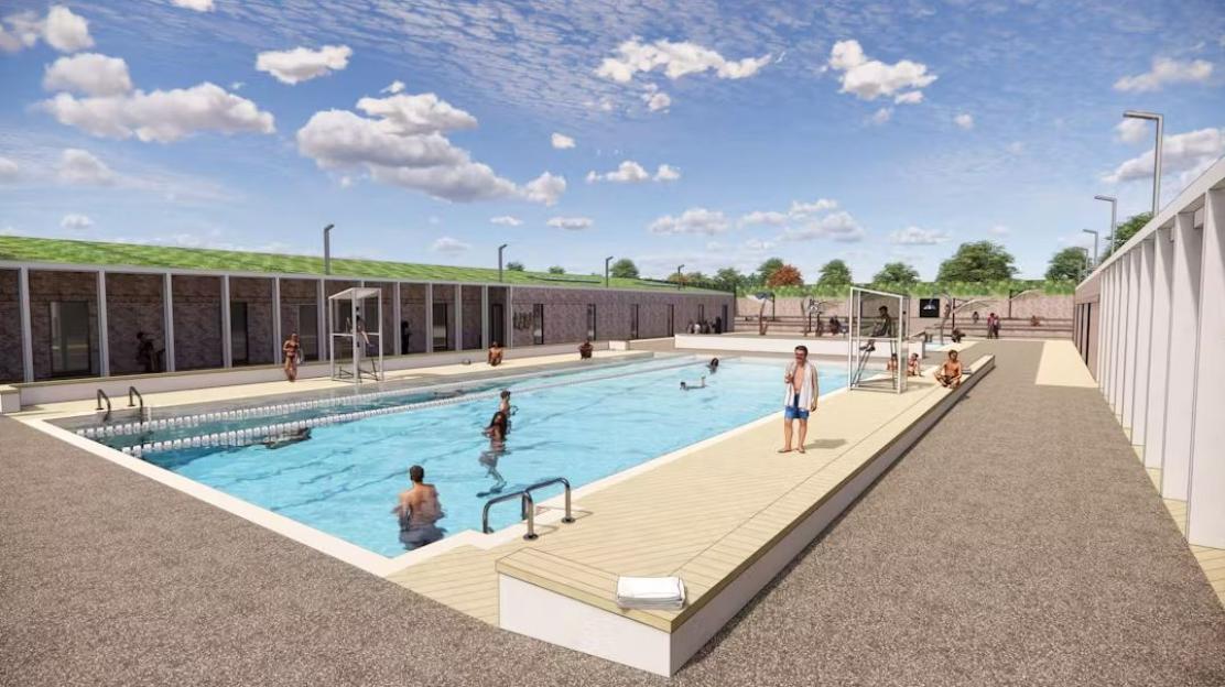 Illustration of a new lido at Valentines Park.