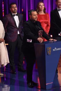 Chris Clenshaw accepting a BAFTA Television Award.