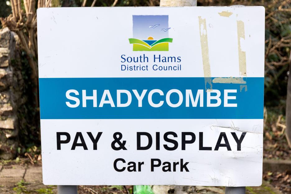 Shadycombe Pay & Display Car Park sign.