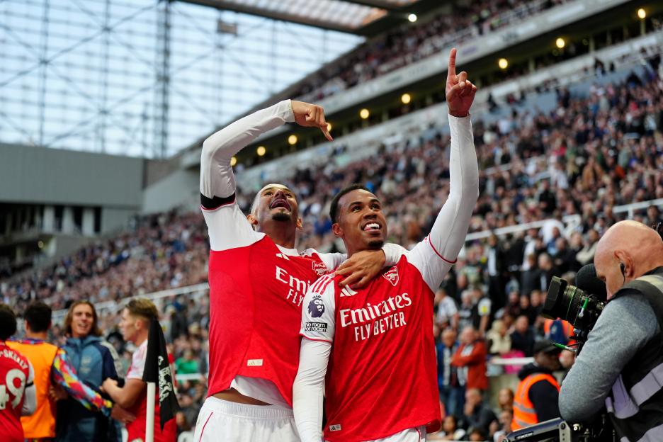 Arsenal's Gabriel celebrates scoring their side's second goal of the game.