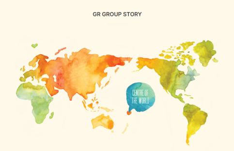 Watercolor illustration of a world map with a speech bubble indicating the center of the world.