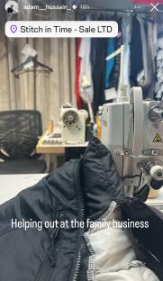 A person helping at their family's sewing business, Stitch in Time - Sale LTD.