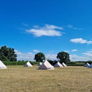 Bell tents at William’s Den in Yorkshire.