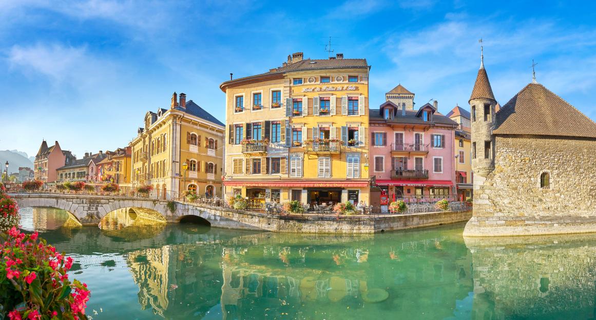 Palais de l'Isle and Canal de Thiou in Annecy, France.