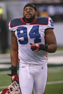 Buffalo Bills linebacker Mike Balogun #94 on the field.