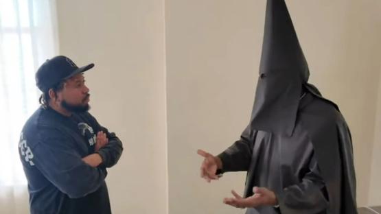 Kanye wears despicable KKK outfit with swastika necklace in sick interview stunt & says he regrets having kids with Kim