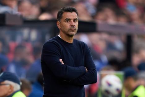 Michel Sánchez, head coach of Girona FC, at a La Liga match.