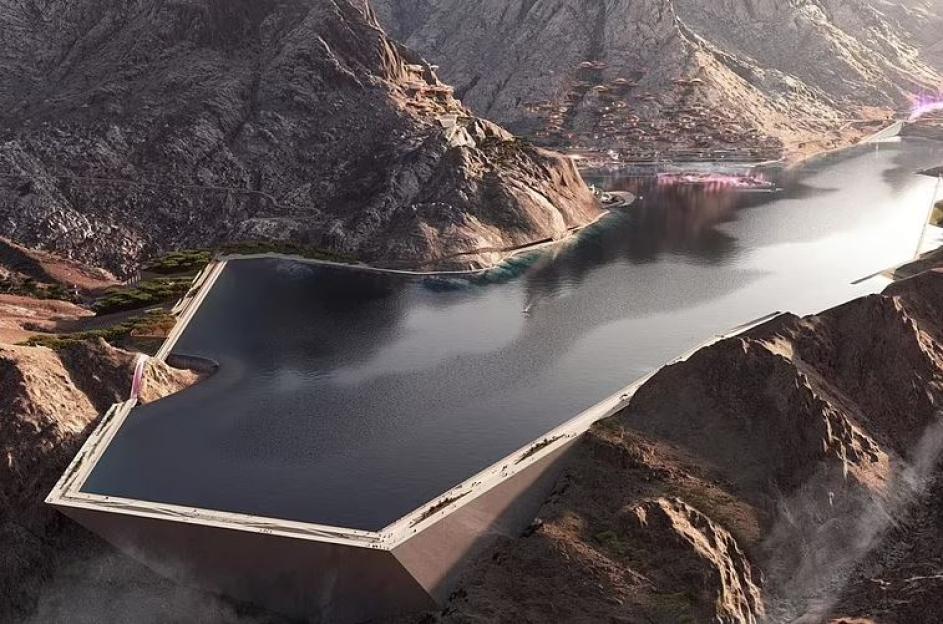 Illustration of a proposed ski resort in Saudi Arabia.