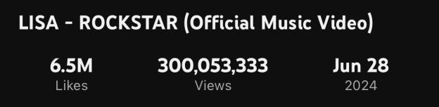 BLACKPINK's Lisa's “ROCKSTAR” Becomes Her 3rd Video To Reach 300 Million Views 3