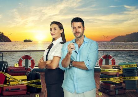 Key art for *The Good Ship Murder*, featuring Catherine Tyldesley and Shayne Ward.
