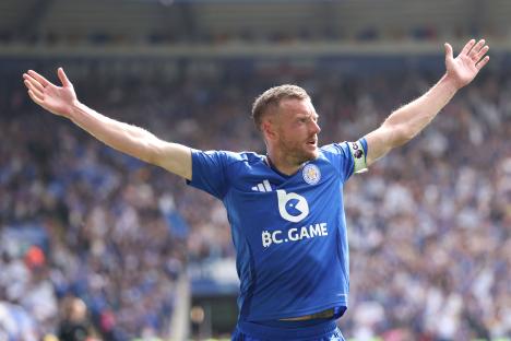 Jamie Vardy of Leicester City celebrates.