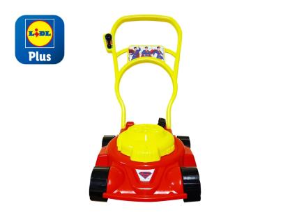 Toy lawnmower with Superman logo.