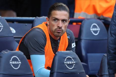 Jack Grealish of Manchester City on the bench.