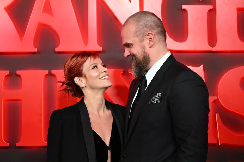 British singer Lily Allen and US actor David Harbour at the West End world premiere of "Stranger Things: The Last Shadow" stage play.