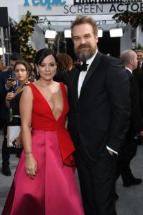 Lily Allen and David Harbour at the Screen Actors Guild Awards.
