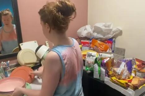 We’re a homeless family-of-seven currently squished into a tiny hotel room – I have to cook in the bathroom, it’s chaos