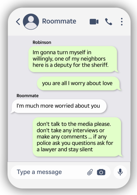 Illustration of a text message conversation with the contact "Roommate."