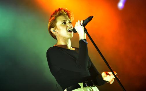 Elly Jackson of La Roux performing on stage.