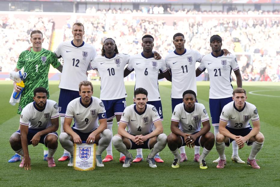 Team photo of the England national football team.