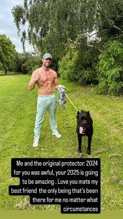 Man and his dog in a park.