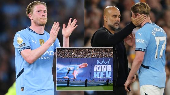 Kevin De Bruyne given emotional Etihad send off as Man City take huge leap towards return to Champions League