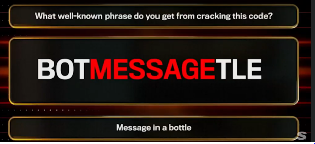 Screenshot of a game showing a coded message,