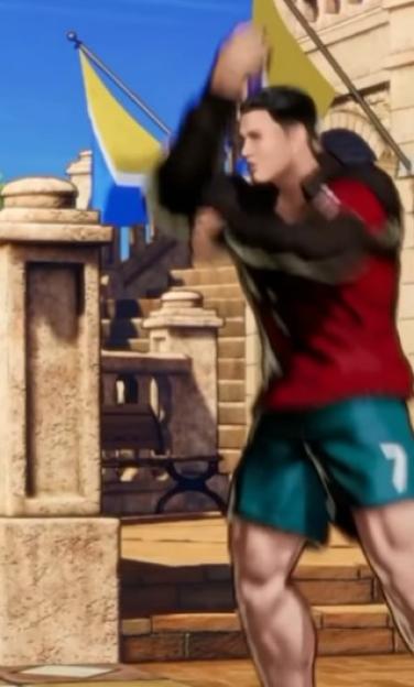 Screenshot of a video game character in action.