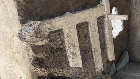 2,000-year-old bed used as a barricade in a Pompeii house.
