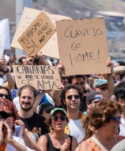 Protest in Gran Canaria against unsustainable tourism.