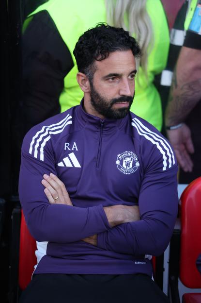 Ruben Amorim, manager of Manchester United, at a football match.