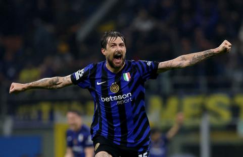 Francesco Acerbi of FC Internazionale celebrates a victory.