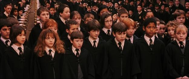 Harry Potter at the Sorting Ceremony.