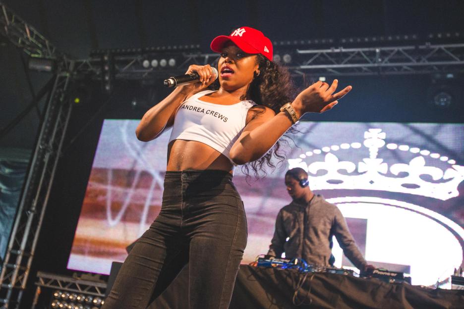 Lady Leshurr performing at Leeds Festival.
